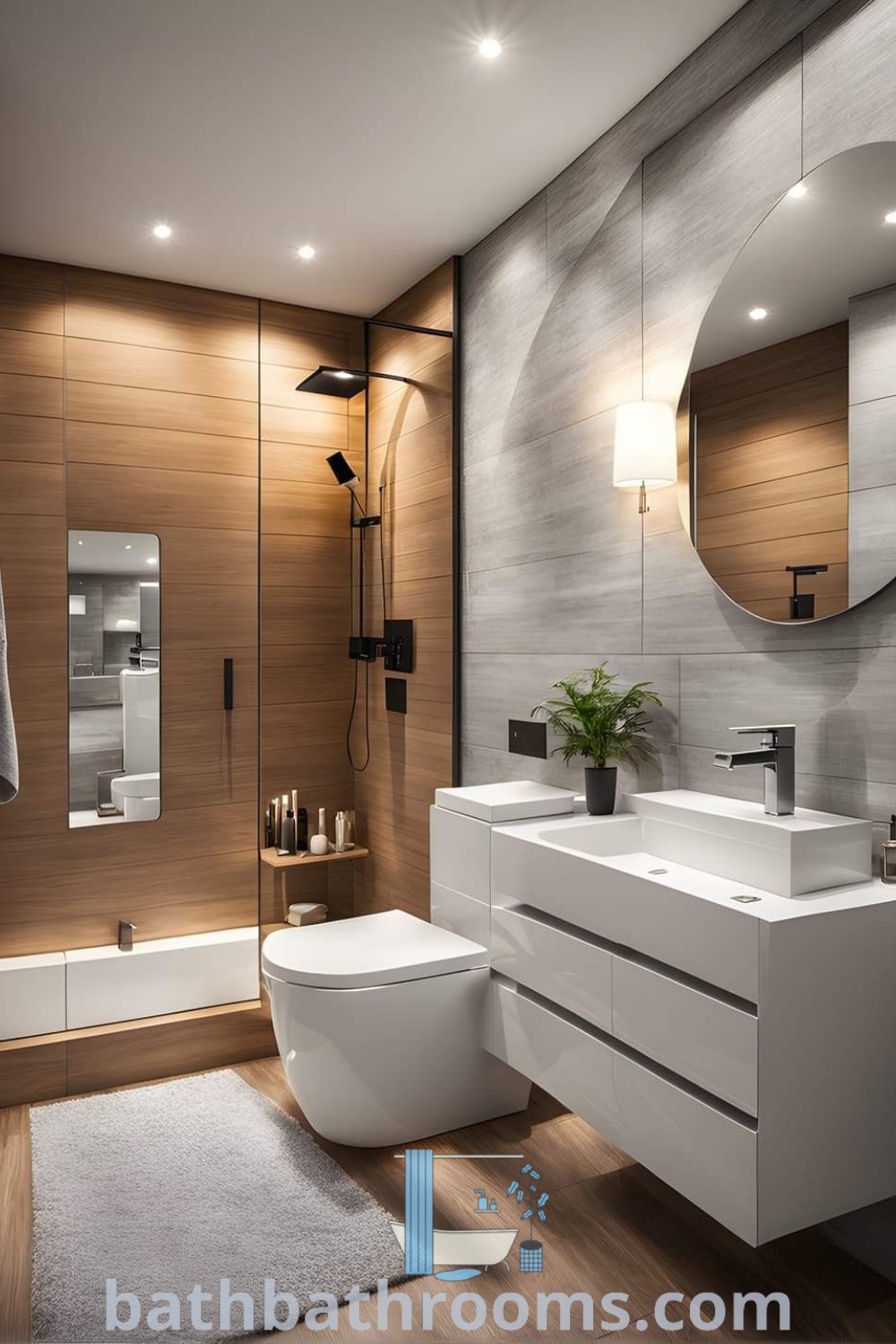 A modern bathroom featuring two sinks and a toilet, showcasing elegant design trends and luxury decor ideas. Perfect for small spaces, this stylish layout emphasizes functionality and comfort. Explore fresh bathroom inspirations and unique ideas at bathbathrooms.com.
